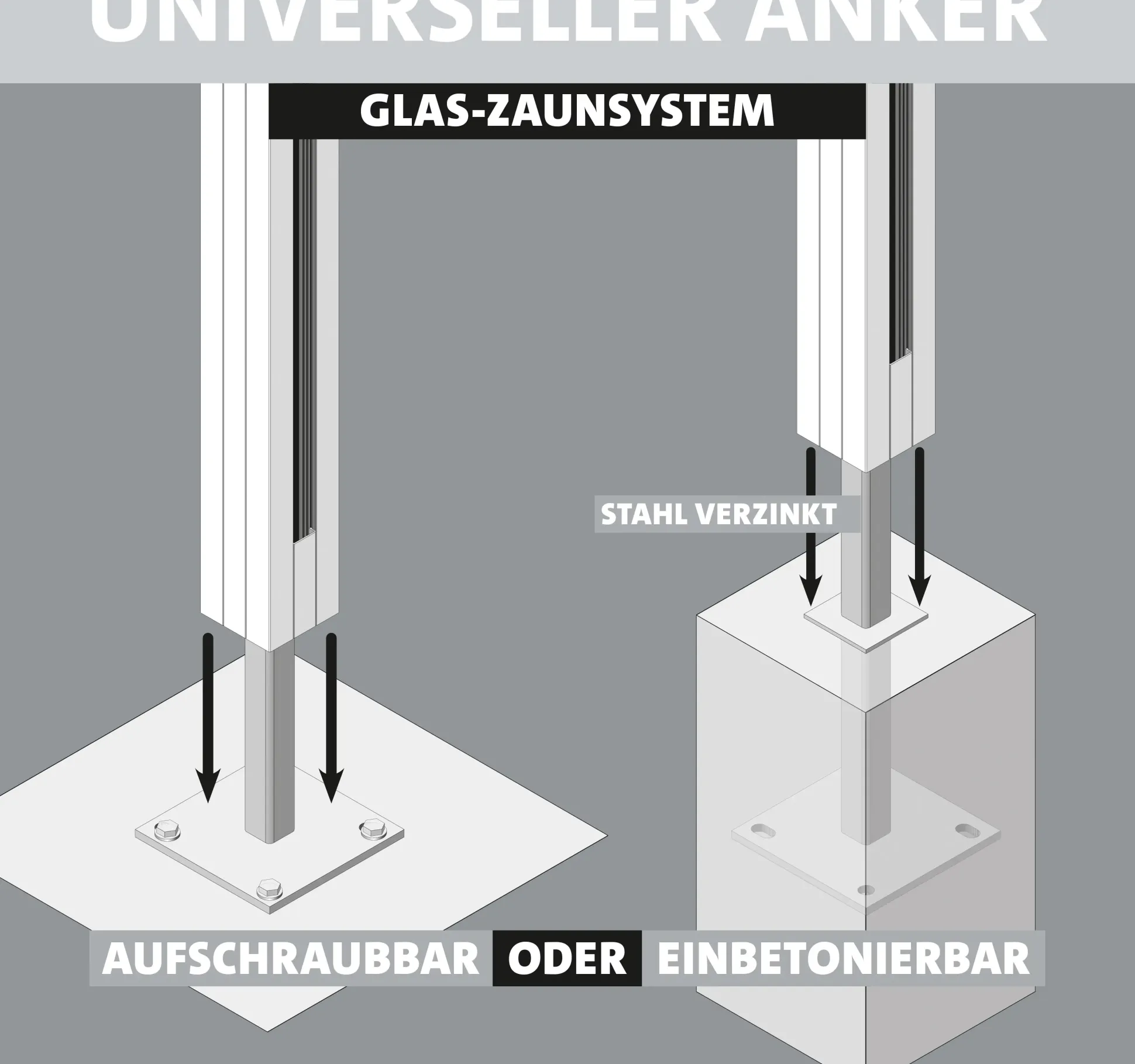Ambiente Glaszaun Erweiterungsset Klarglas mit Siebdruck 187 x 55,7 cm weiß
