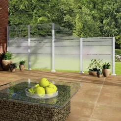Ambiente Glaszaun Erweiterungsset Klarglas mit Siebdruck 187 x 55,7 cm weiß