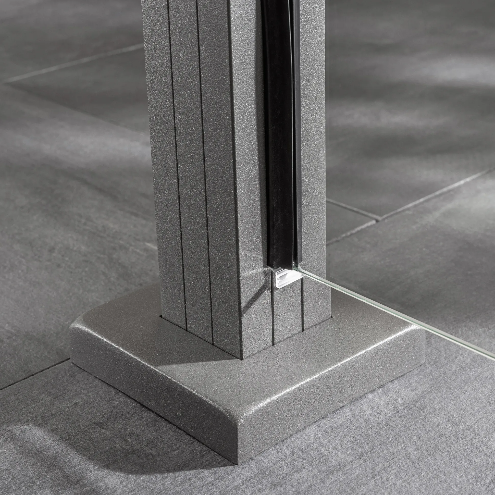 Ambiente Glaszaun Erweiterungsset Klarglas mit Siebdruck 187 x 55,7 cm grau