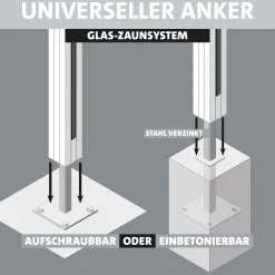 Ambiente Glaszaun Grundset Klarglas 187 x 107,2 cm grau