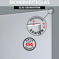 Ambiente Glaszaun Grundset Klarglas mit Siebdruck 187 x 107,2 cm anthrazit