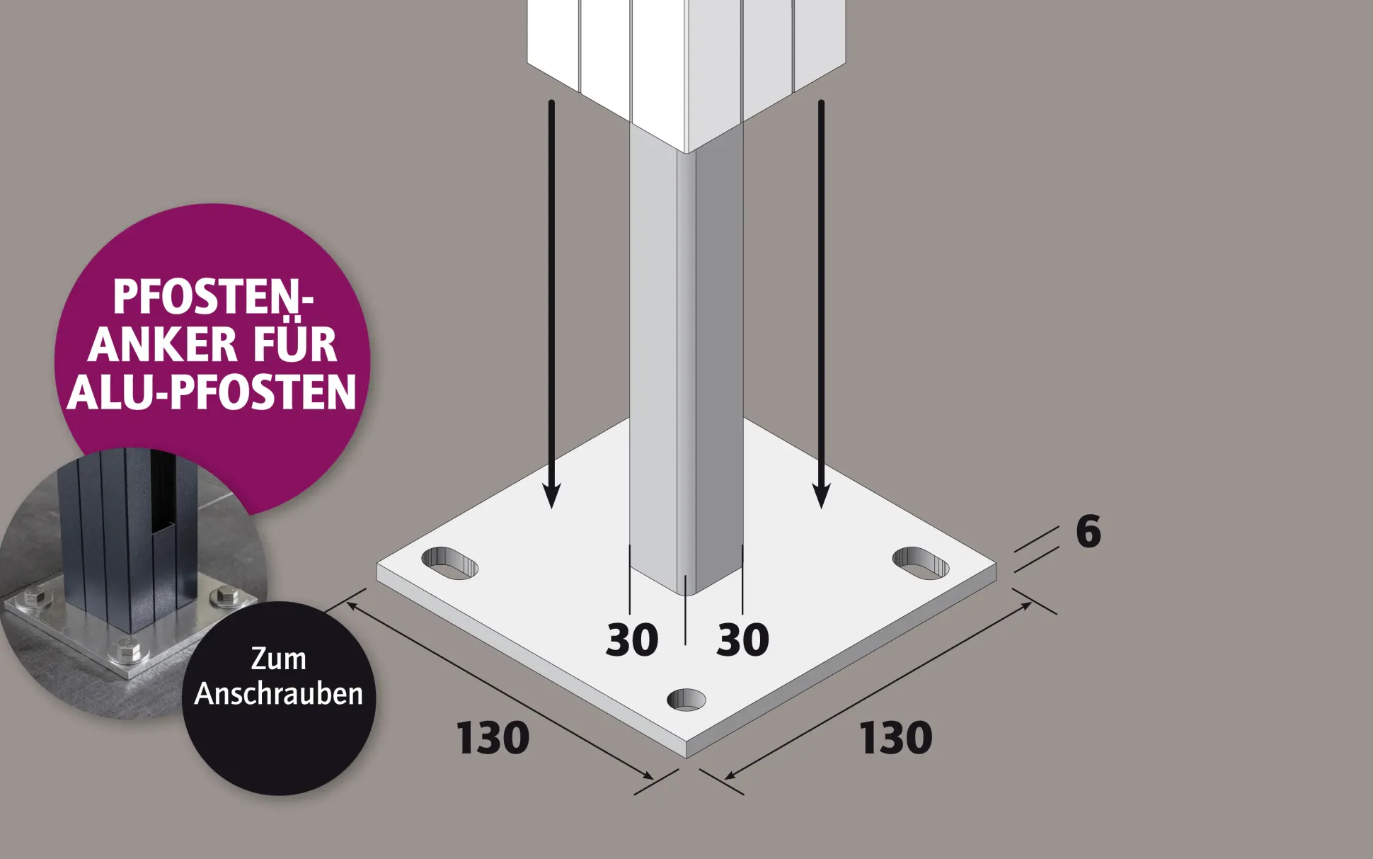 Ambiente Pfosten-Anker zum Anschrauben