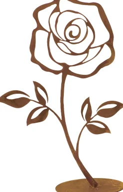 Badeko Dekofigur Rose auf Bodenplatte 25 cm rostbraun