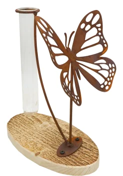 Badeko Dekofigur Schmetterling mit Reagenzglas 25 cm rostbraun