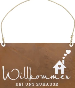 Badeko Dekotafel Willkommen 35 cm rostbraun