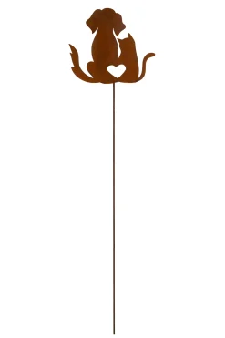 Badeko Gartenstecker Hund Katze Love 124 x 26 cm rostbraun