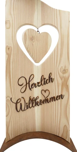 Badeko Holzständer Herzlich Willkommen 72 cm braun