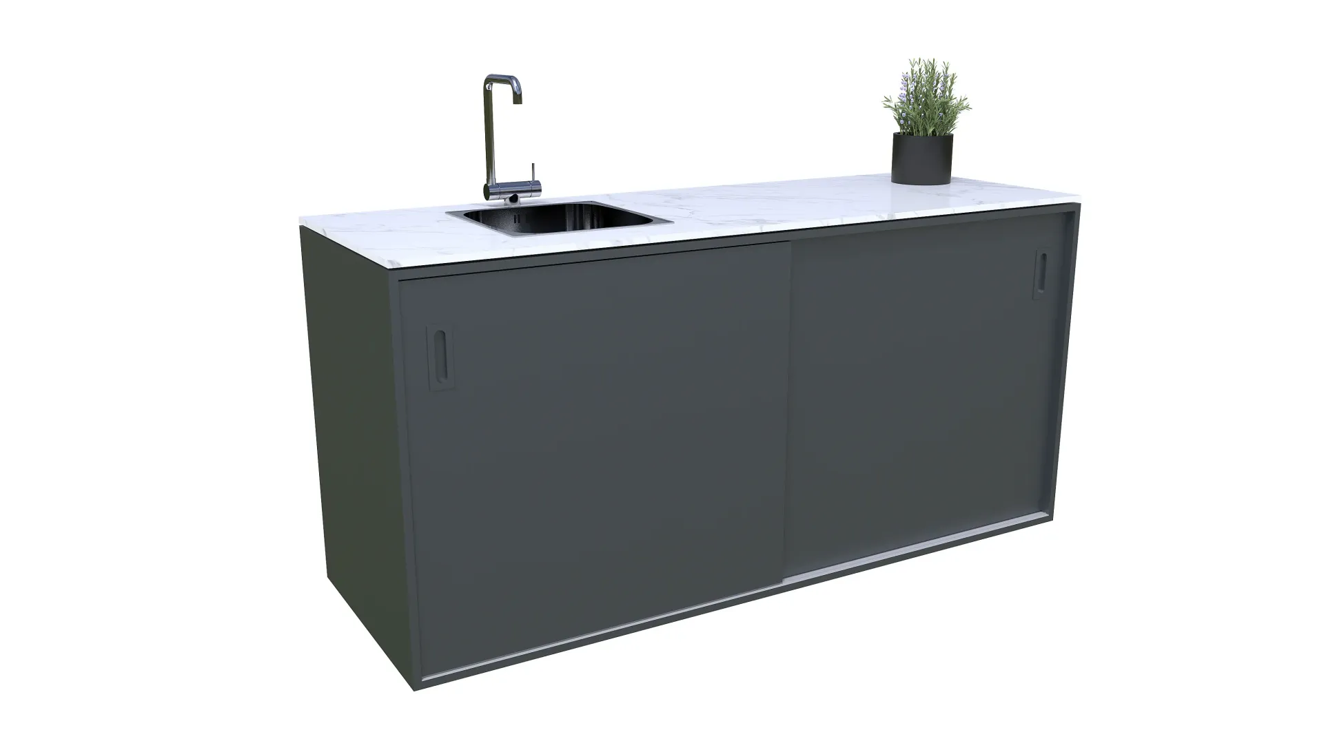 Bellano Living Element für Outdoorküchen inkl. Spüle links und 2 Türen anthrazit