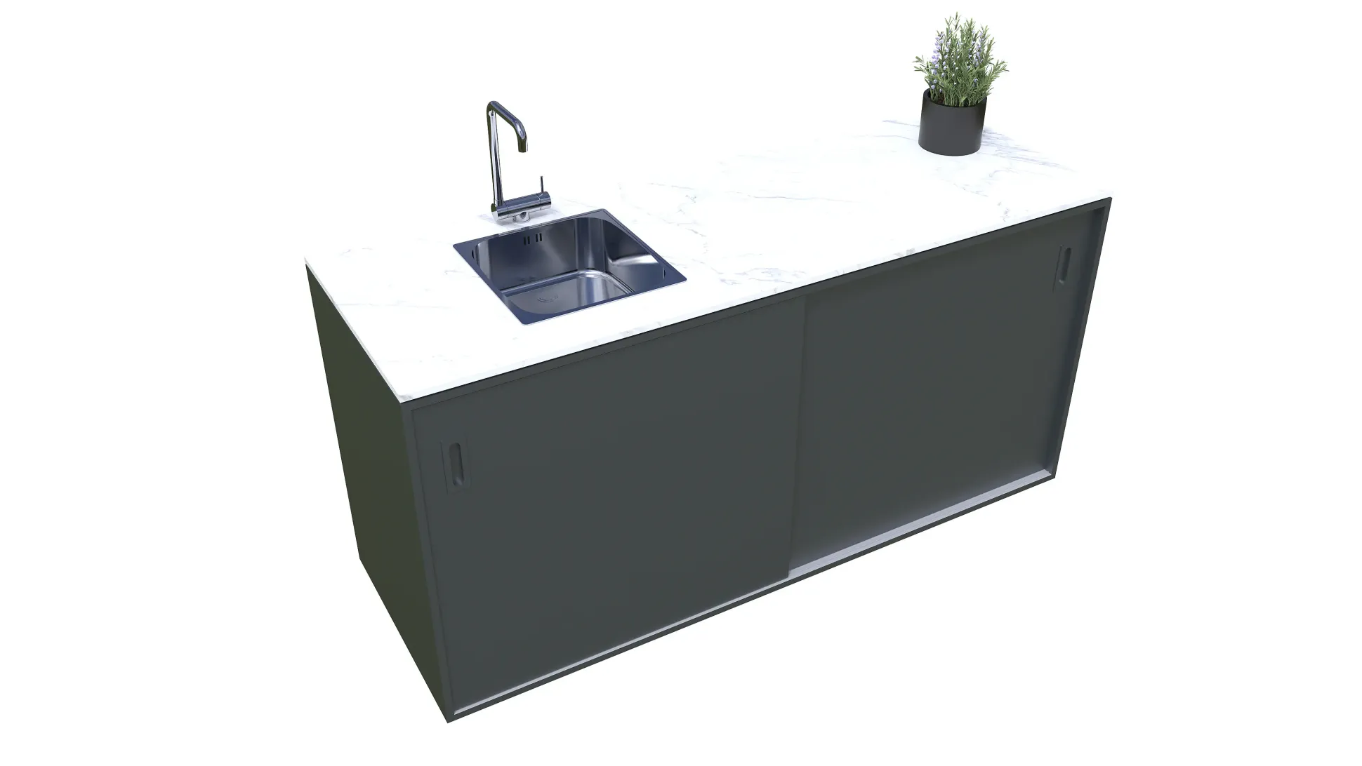 Bellano Living Element für Outdoorküchen inkl. Spüle links und 2 Türen anthrazit