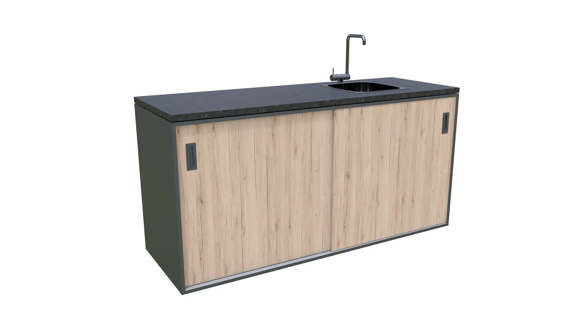 Bellano Living Element für Outdoorküchen inkl. Spüle rechts mit 2 Türen eiche granit