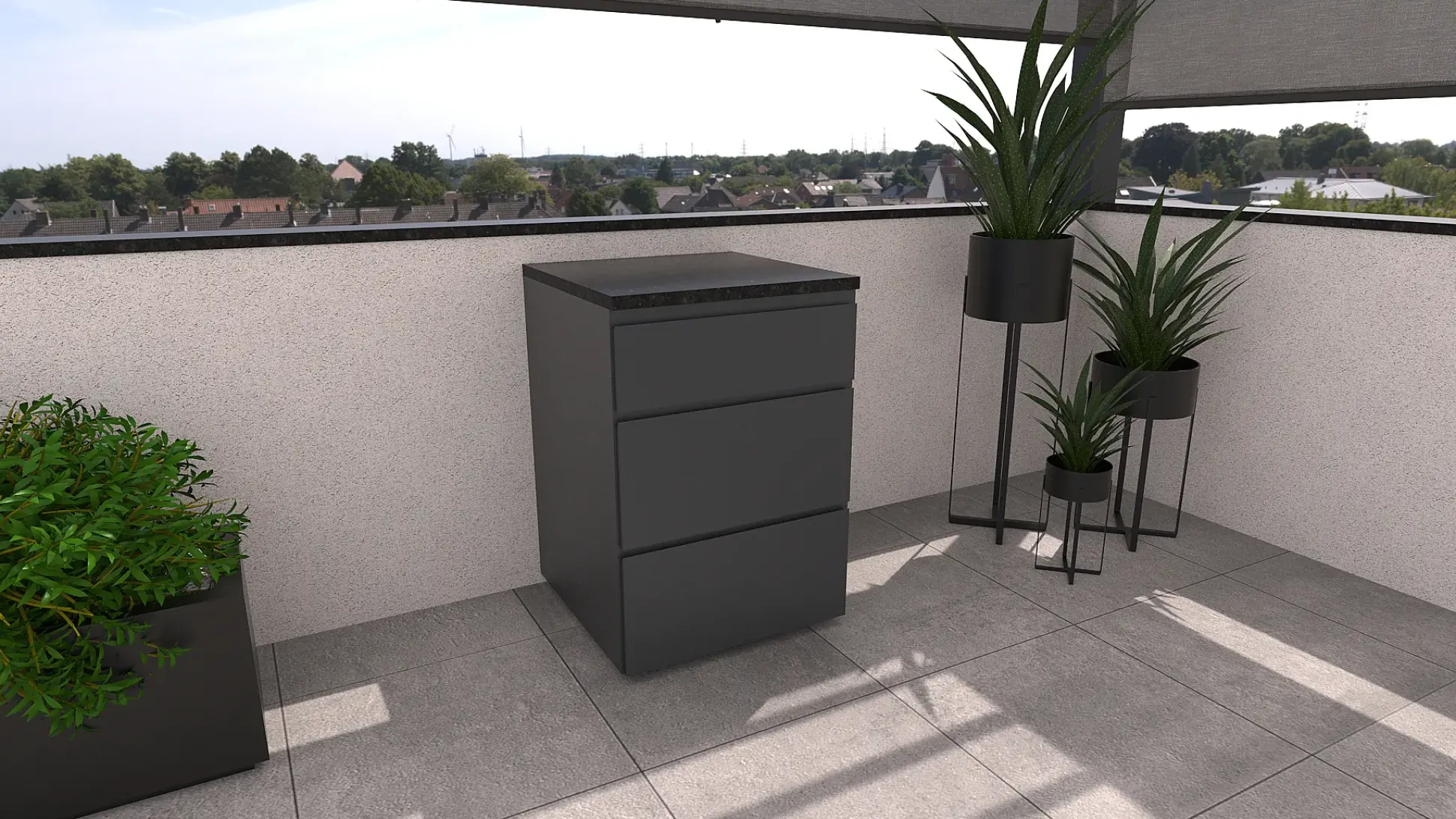 Bellano Living Element für Outdoorküchen inkl. 3 Schubladen anthrazit granit