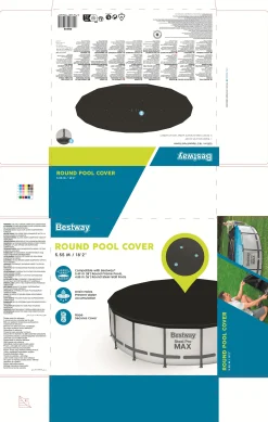 Bestway Abdeckplane PVC Flowclear schwarz Ø 555 cm