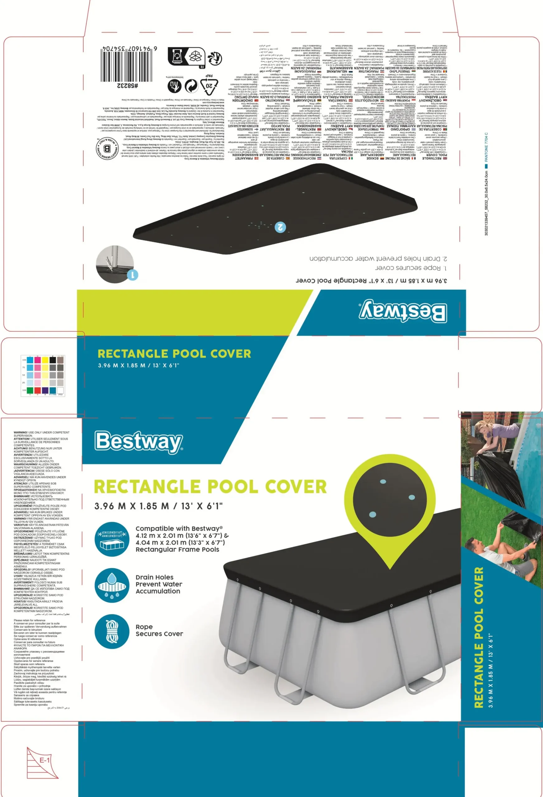 Bestway Flowclear PVC-Abdeckplane Maße: 396 x 185 / 412 x 201 cm