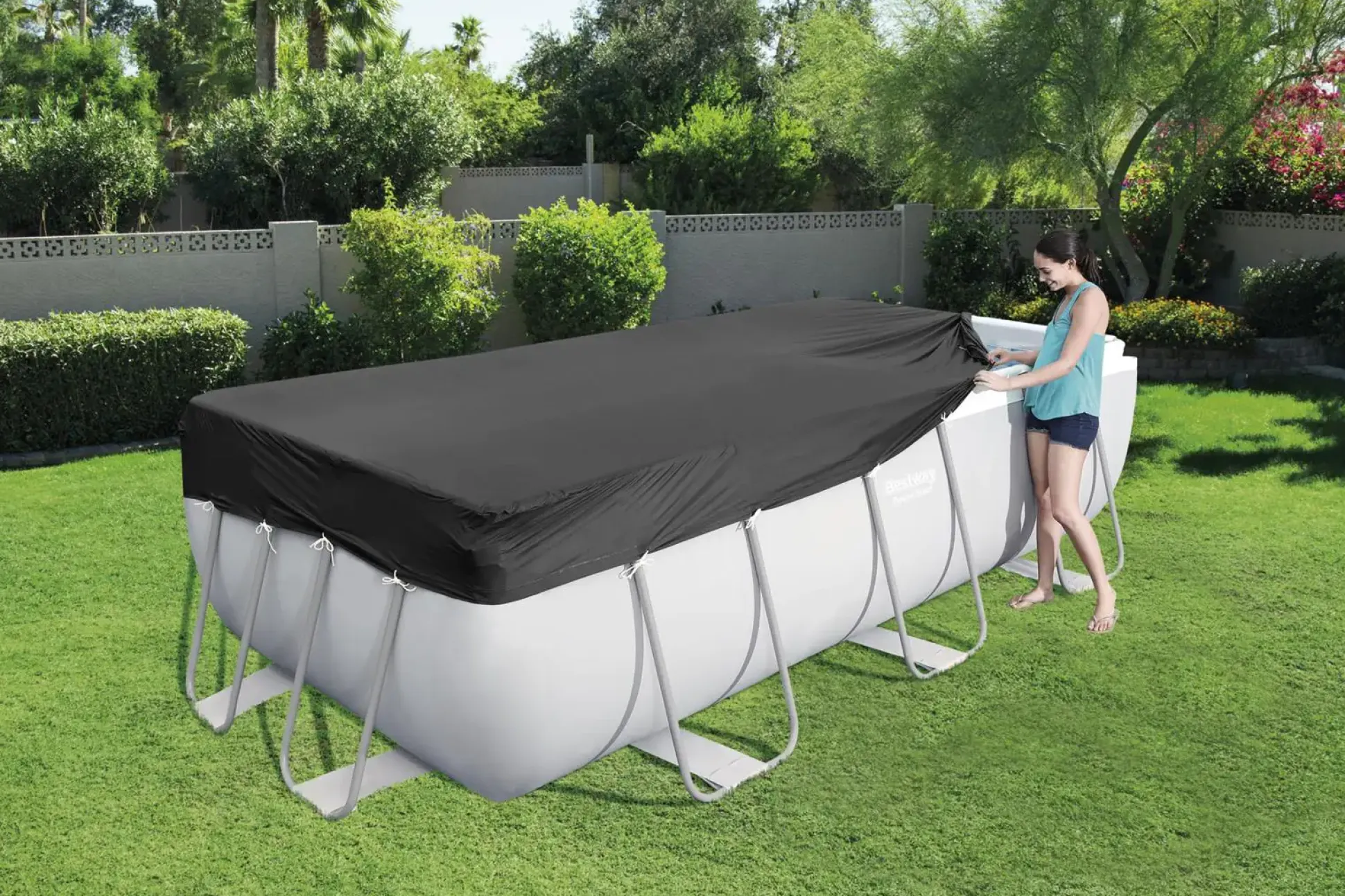 Bestway Flowclear PVC-Abdeckplane Maße: 396 x 185 / 412 x 201 cm