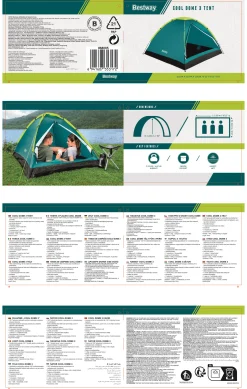 Bestway 3-Personen-Zelt Cool Dome 3 grün 210 x 210 x 130 cm