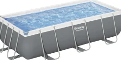 Bestway Power Steel Frame Pool Set mit Filterpumpe 404 x 201 x 100 cm, grau, eckig