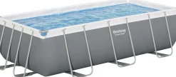Bestway Power Steel Frame Pool Set mit Filterpumpe 404 x 201 x 100 cm, grau, eckig