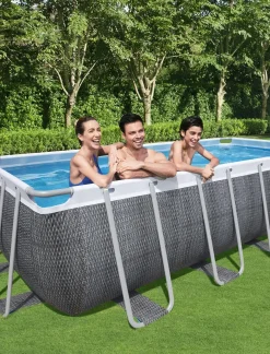 Bestway Power Steel Frame Pool Komplett-Set eckig 549 x 274 x 122 cm