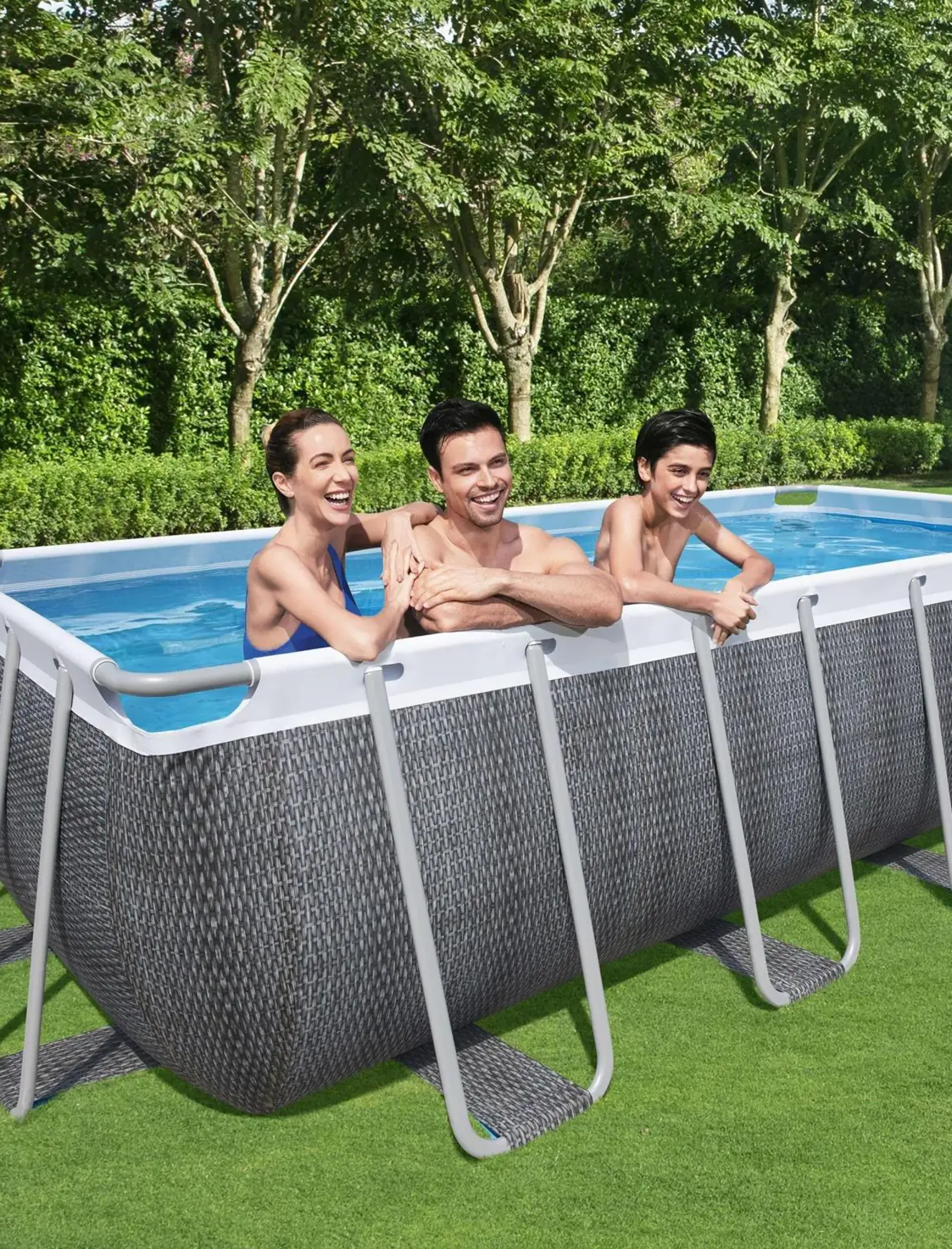 Bestway Power Steel Frame Pool Komplett-Set eckig 549 x 274 x 122 cm