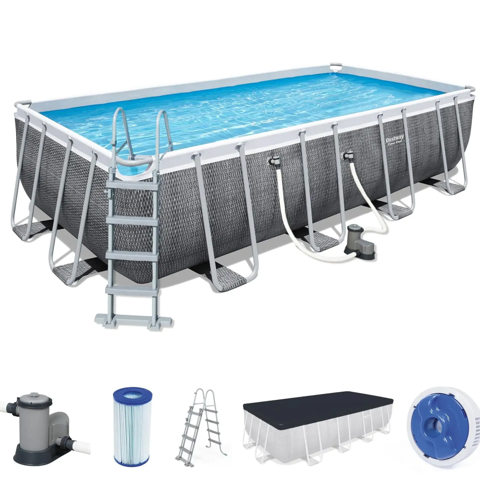 Bestway Power Steel Frame Pool Komplett-Set eckig 549 x 274 x 122 cm