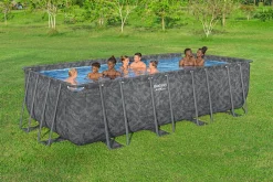 Bestway Winterfestes Frame Pool APX365 Komplett-Set mit Sandfilteranlage 549 x 274 x 132 cm marmor-optik eckig