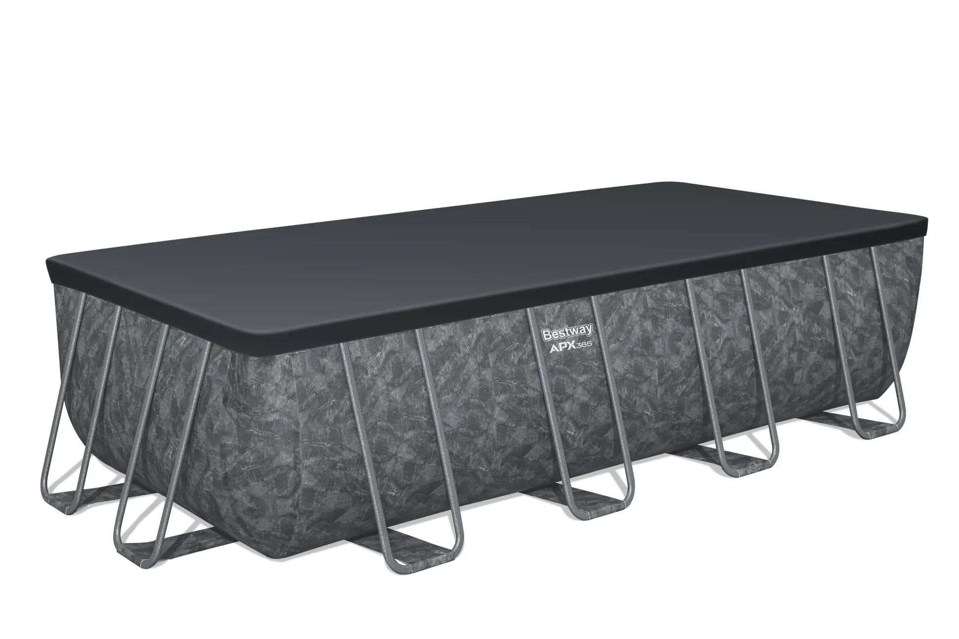 Bestway Winterfestes Frame Pool APX365 Komplett-Set mit Sandfilteranlage 549 x 274 x 132 cm marmor-optik eckig