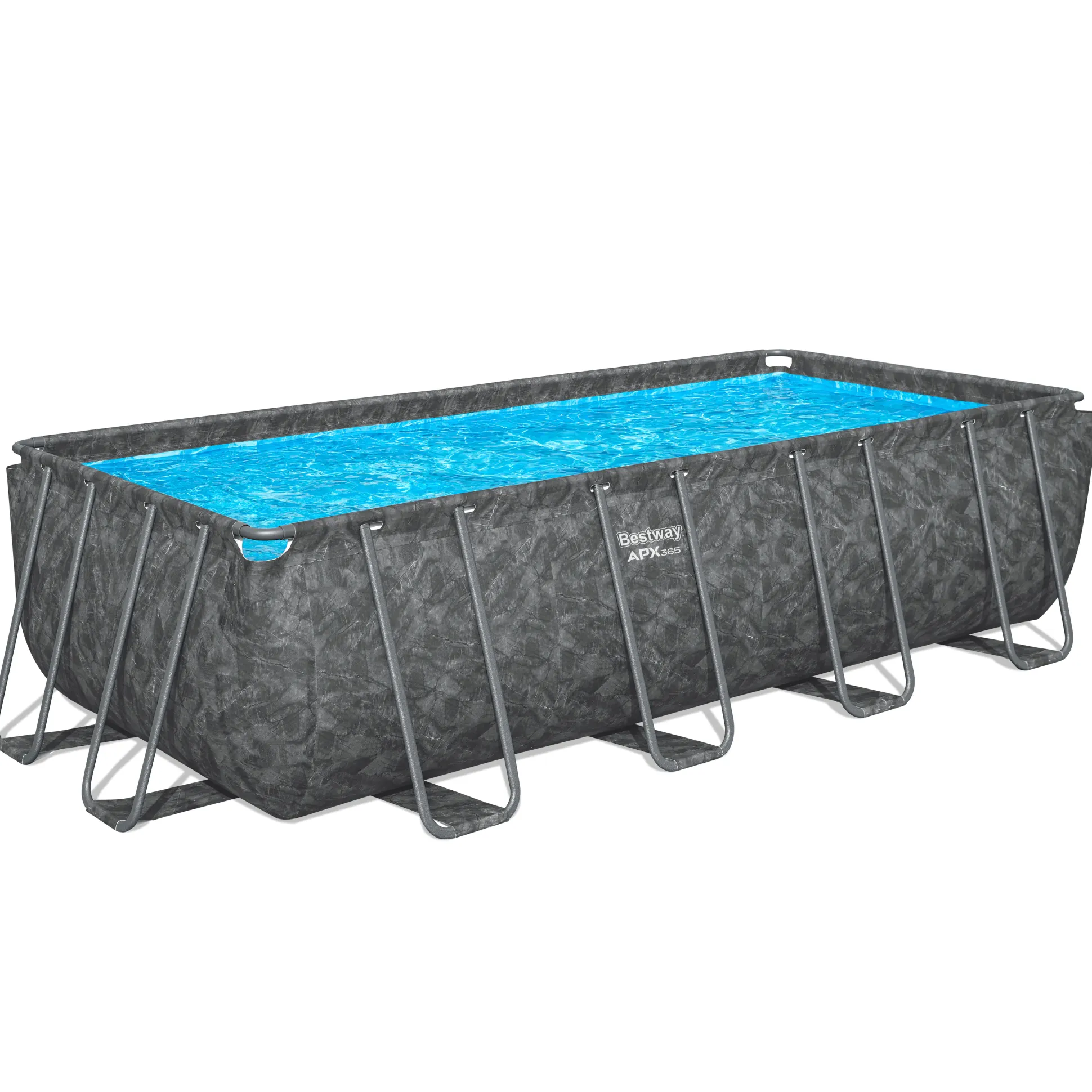 Bestway Winterfestes Frame Pool APX365 Komplett-Set mit Sandfilteranlage 549 x 274 x 132 cm marmor-optik eckig