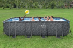 Bestway Winterfestes Frame Pool APX365 Komplett-Set mit Sandfilteranlage 549 x 274 x 132 cm marmor-optik eckig