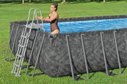 Bestway Winterfestes Frame Pool APX365 Komplett-Set mit Sandfilteranlage 549 x 274 x 132 cm marmor-optik eckig