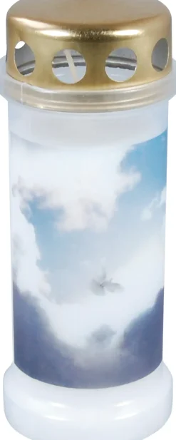 Bolsius Dauerbrenner Nr. 6 Motiv Himmel weiß, Höhe 17,3 cm, Ø 6,7 cm