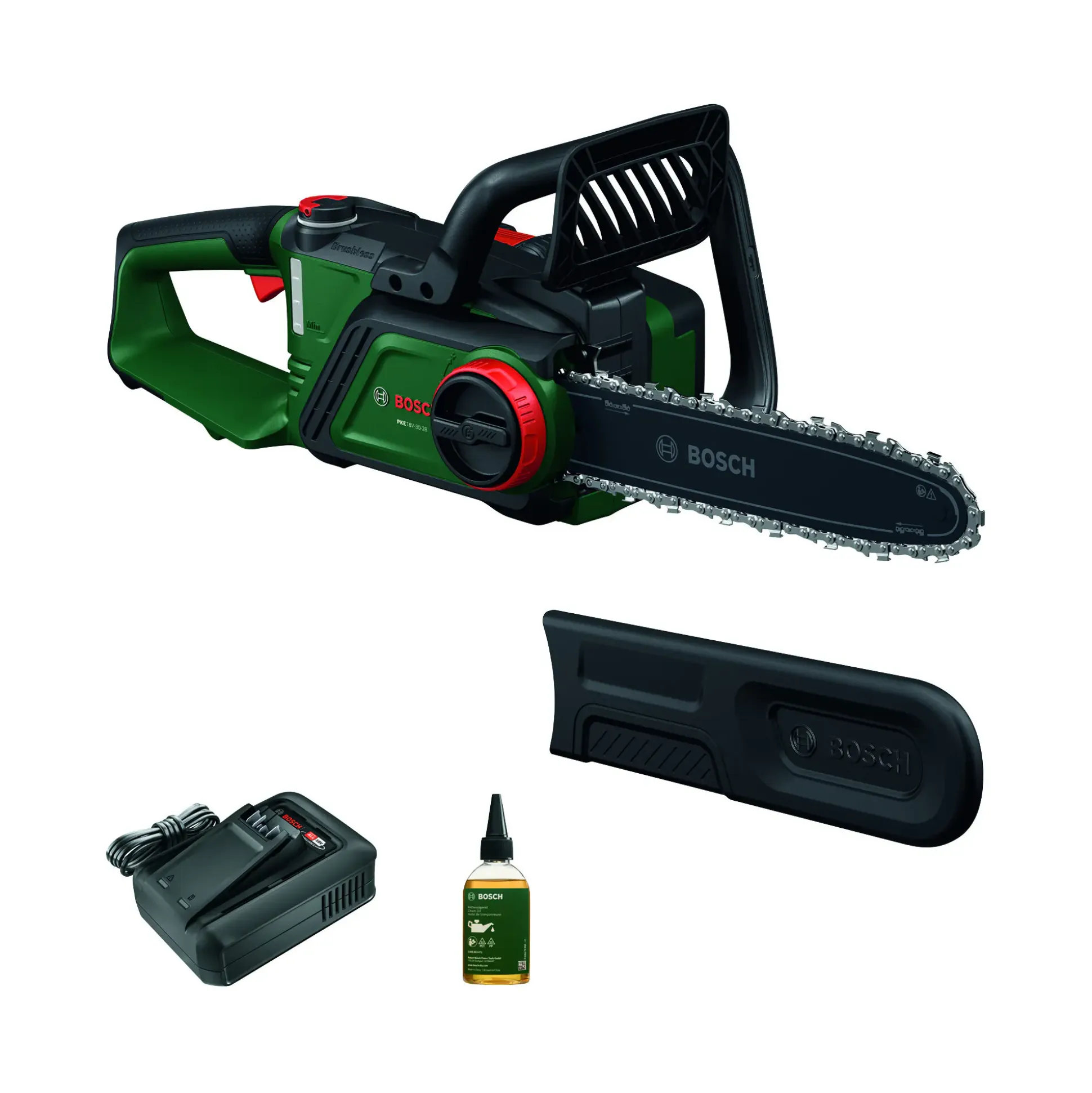 Bosch Akku Kettensäge PKE 18V-30-28 inkl. Akku & Ladegerät 30 cm Schwertlänge