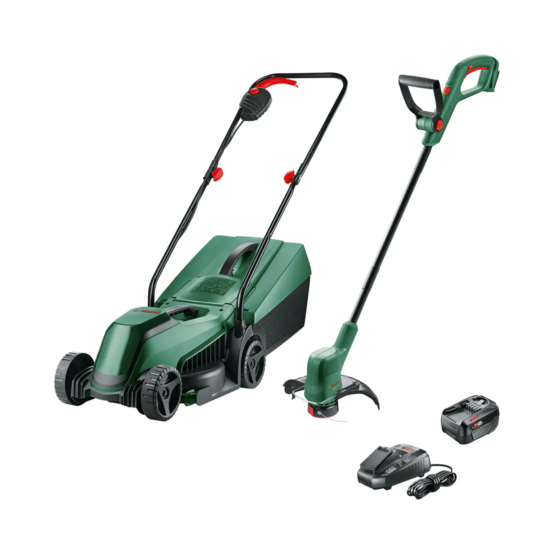Bosch Akku-Rasenmäher-Set EasyMower 18 V inkl. Akku-Rasentrimmer EasyGrassCut 18 V + Akku & Ladegerät