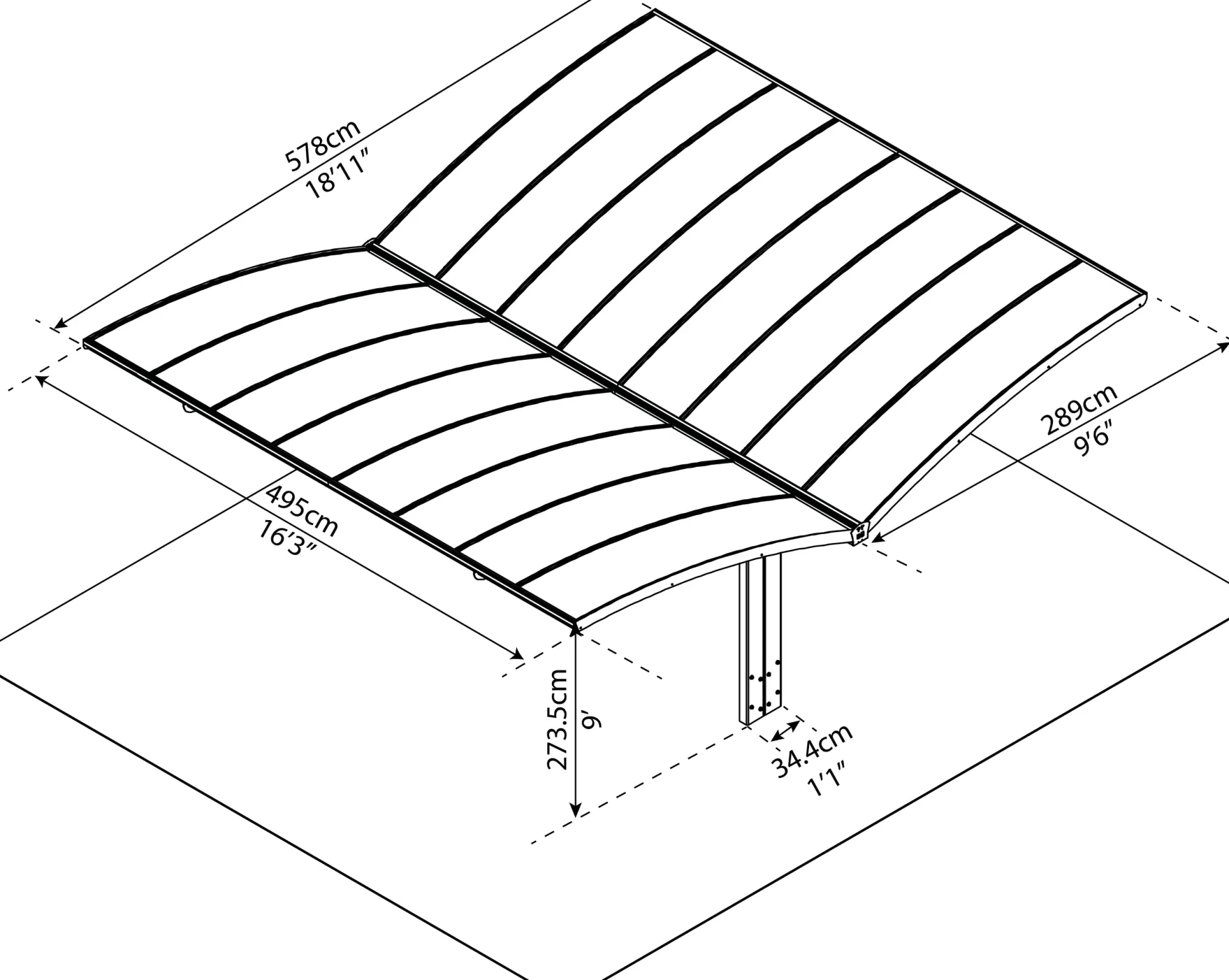 Canopia Carport Arizona Wave 495 x 578 cm anthrazit