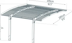 Canopia Carport Arizona Wave 5000 Grau Alu 495 x 289 cm