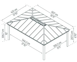 Canopia Carport Colorado Grau Alu 612 x 426 cm