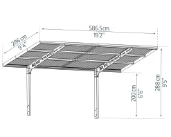 Canopia Carport Sydney Wave Schwarz Alu 587 x 286 cm