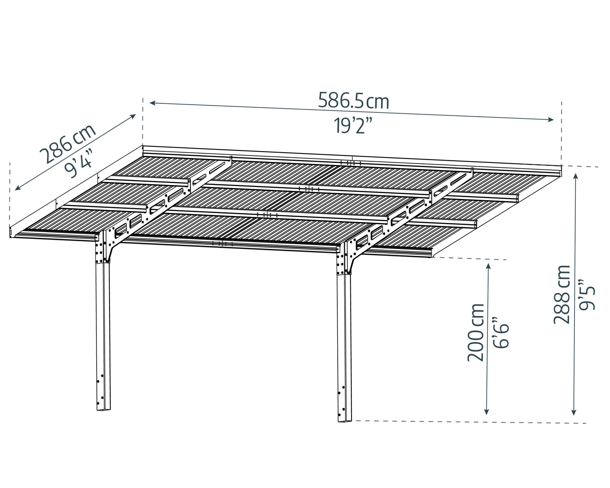 Canopia Carport Sydney Wave Schwarz Alu 587 x 286 cm
