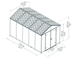 Canopia Gerätehaus Rubicon Alu grau 377 x 227 cm