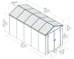 Canopia Gerätehaus Rubicon Alu grau 379 x 185 cm