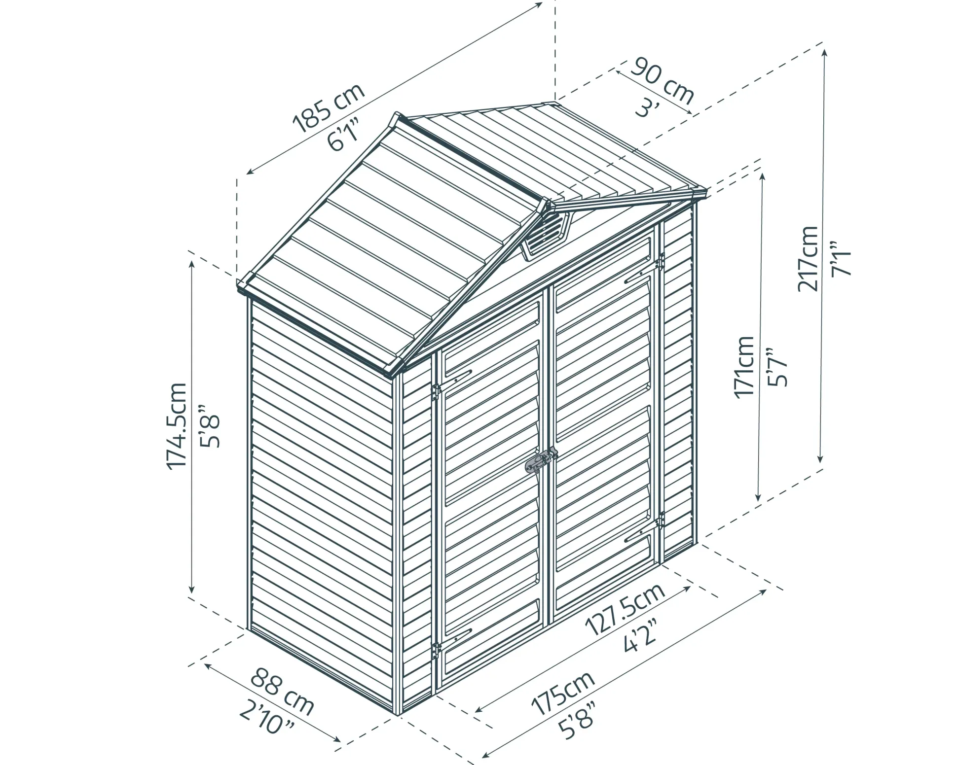 Canopia Gerätehaus Skylight Shed 6x3 175 x 88 x 171 cm