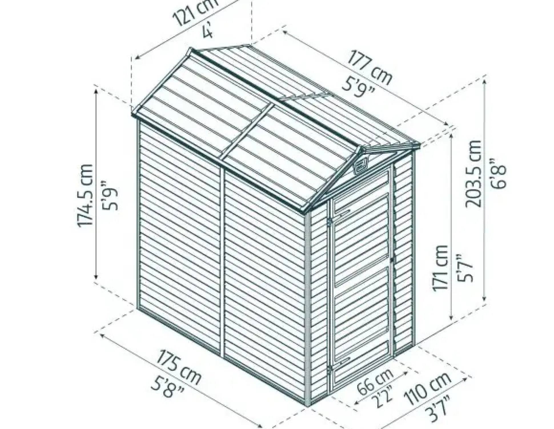 Canopia Gerätehaus Skylight Shed 4x6 110 x 175 x 171 cm