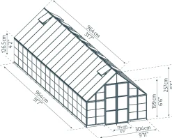 Canopia Gewächshaus Balance Alu silber 964 x 304 cm