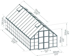 Canopia Gewächshaus Balance Alu silber 724 x 304 cm