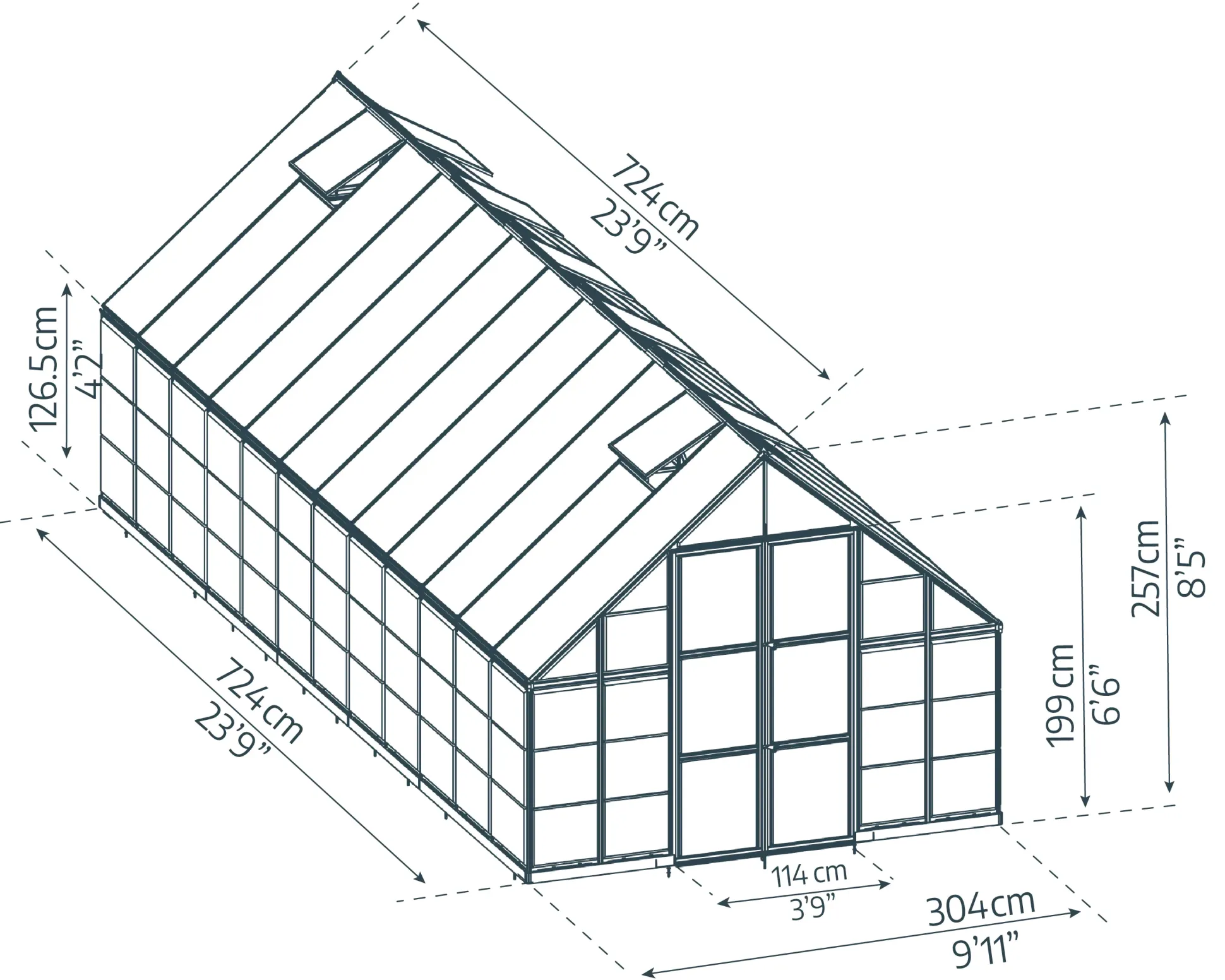Canopia Gewächshaus Balance Alu silber 724 x 304 cm