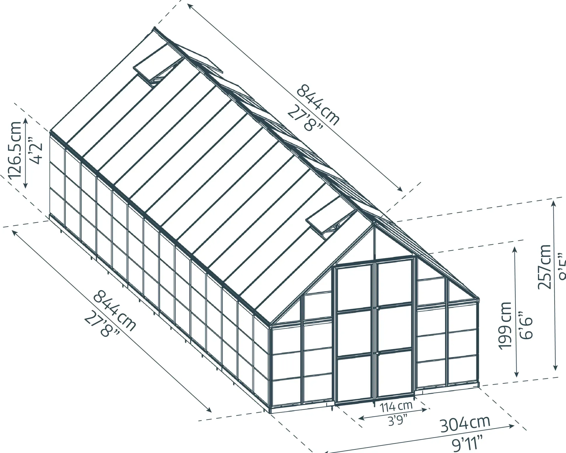 Canopia Gewächshaus Balance Alu silber 844 x 304 cm