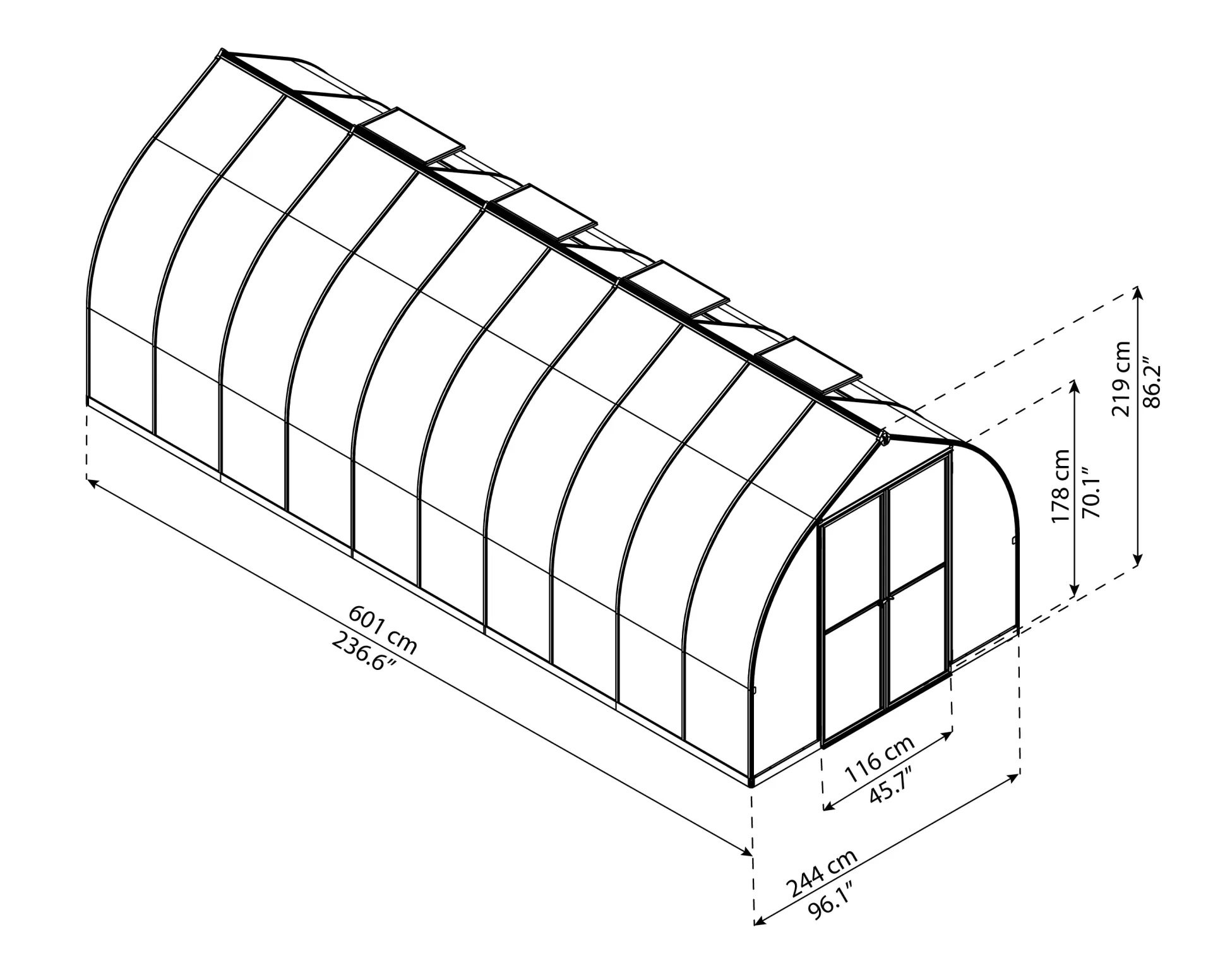 Canopia Gewächshaus Bella 8X20 244 x 601 x 219 cm