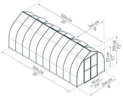 Canopia Gewächshaus Bella 8X20 244 x 601 x 219 cm