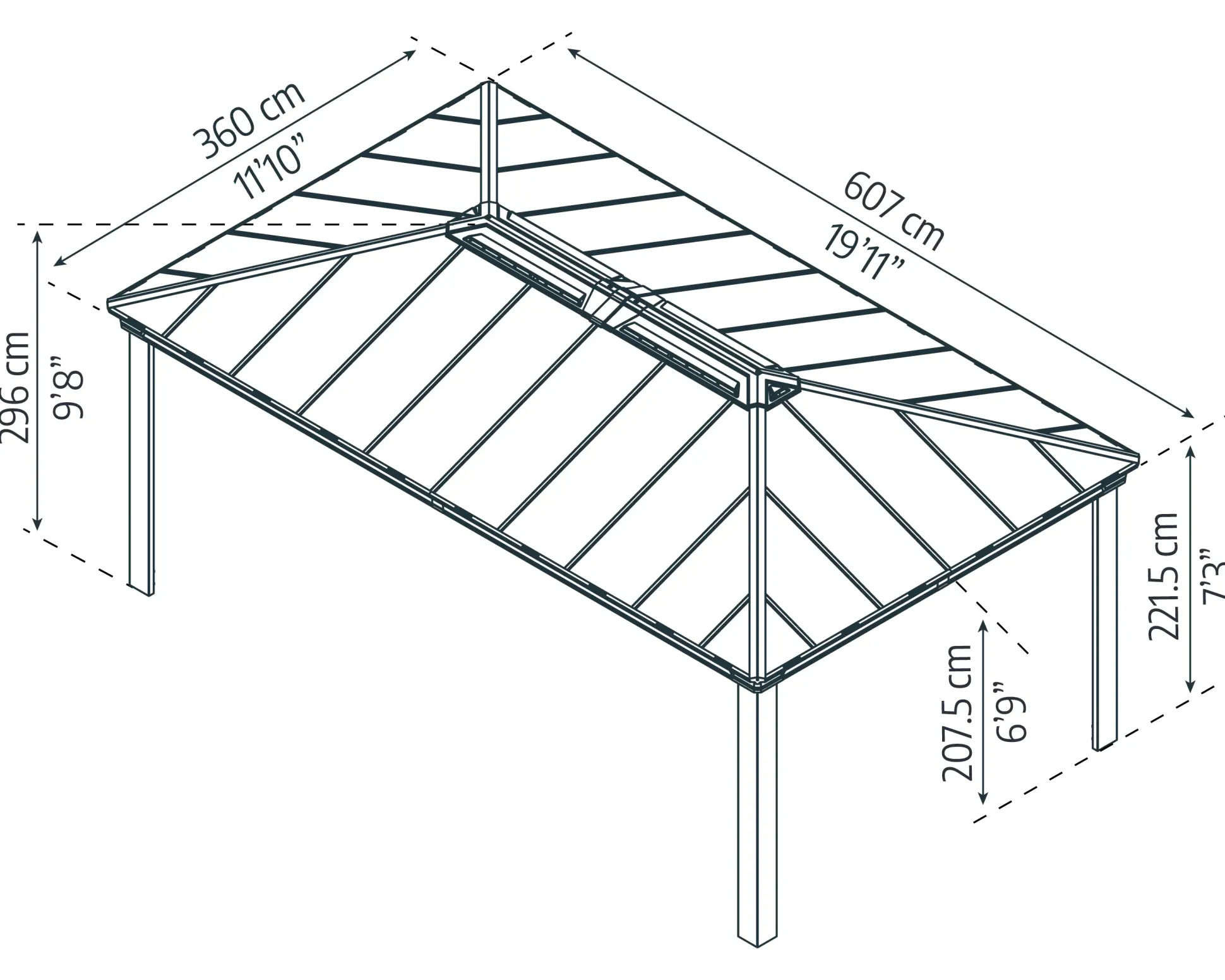 Canopia Pavillon Dallas 6100 - 612 x 364 cm grau