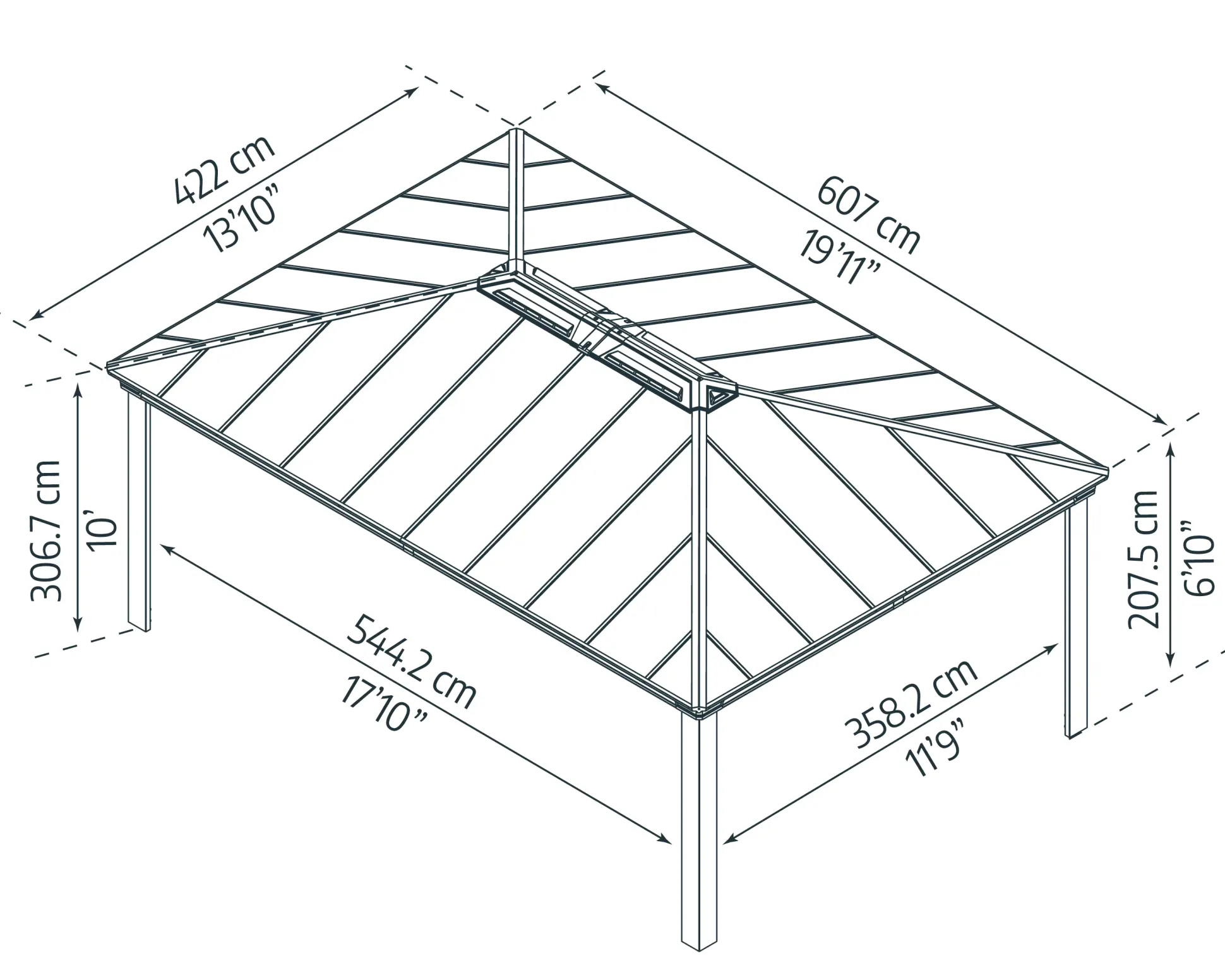 Canopia Pavillon Dallas 612 x 426 cm Aluminium anthrazit