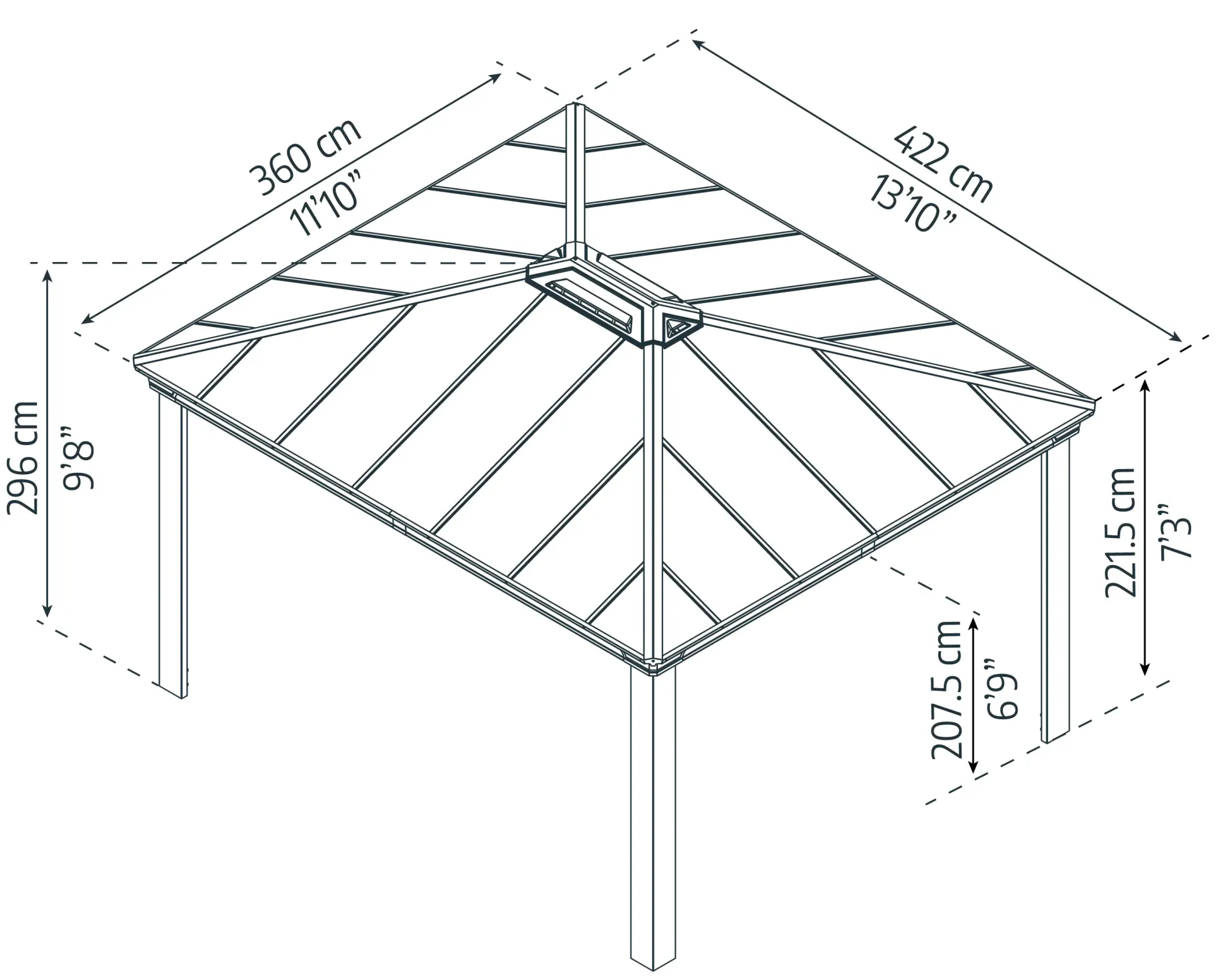 Canopia Pavillon Dallas 4300 - 426 x 364 cm grau